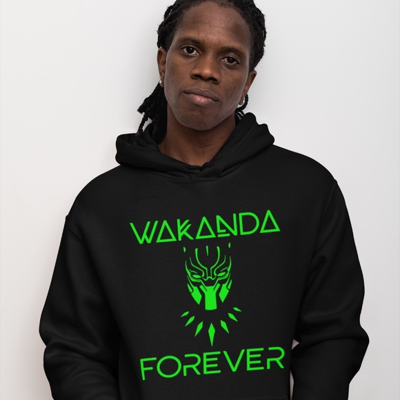 WAKANDA FOREVER NEON GREEN: DESIGN; UNISEX CUSTOM HOODIE - Picture 1 of 3